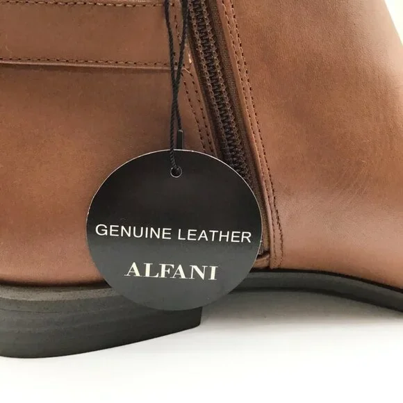 Alfani Step n Flex Genuine Leather Boots Womens 9.5 Cognac Brown Ankle Bootie - Picture 6 of 13